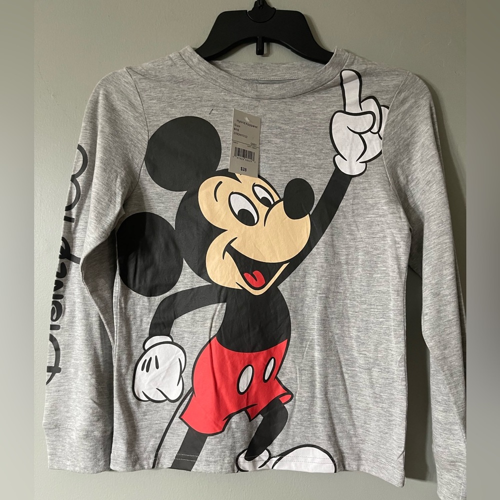 Disney 100 Mickey Mouse Boys' Long Sleeve T-Shirt - Size 9/10, New With Tags - Picture 1 of 5